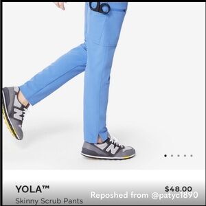 Yola skinny scrub pants size large regular Ceil Blue.